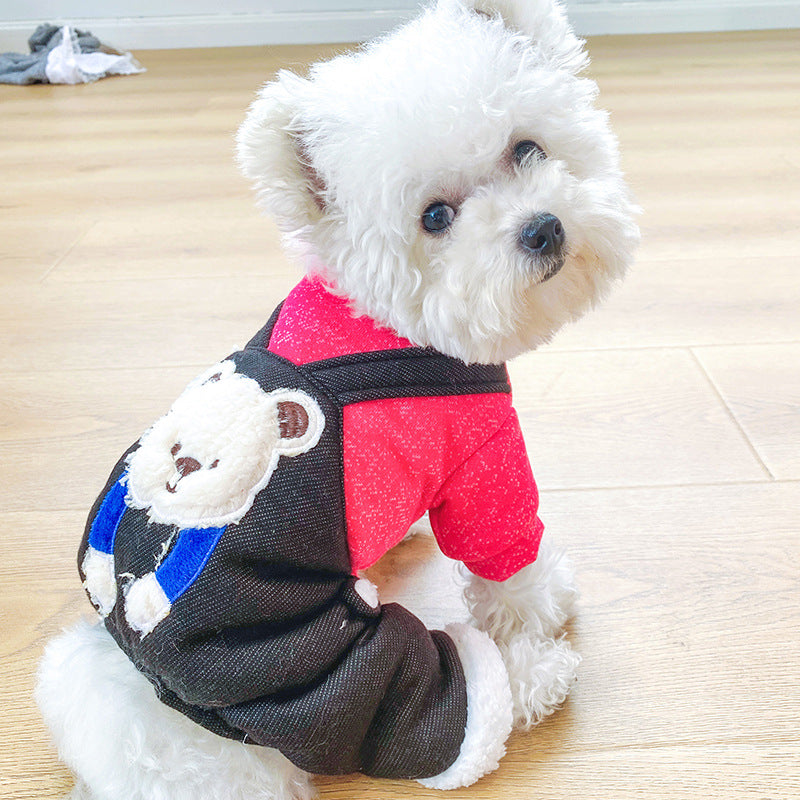 Bear Denim Dog Cat Jumpsuits Coat