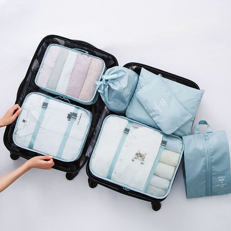 6 pieces portable luggage packing cubes