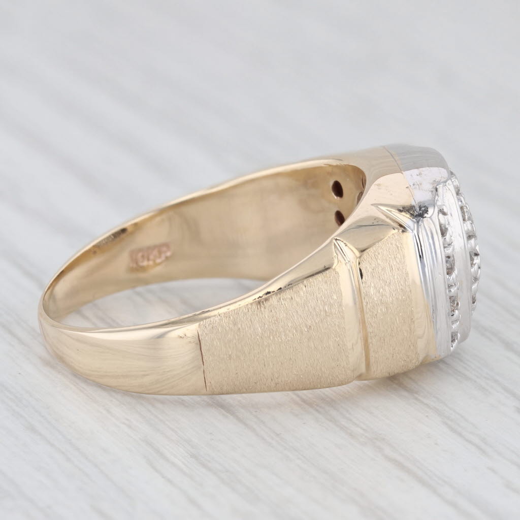Men's 0.40ctw Diamond Cluster Ring 10k White Yellow Gold Size 12.75