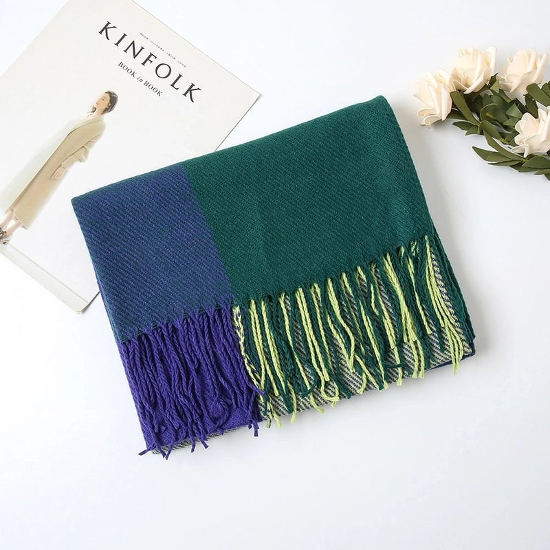 Women's Minimalist Classic Style Color Block Imitation Cashmere Scarf
