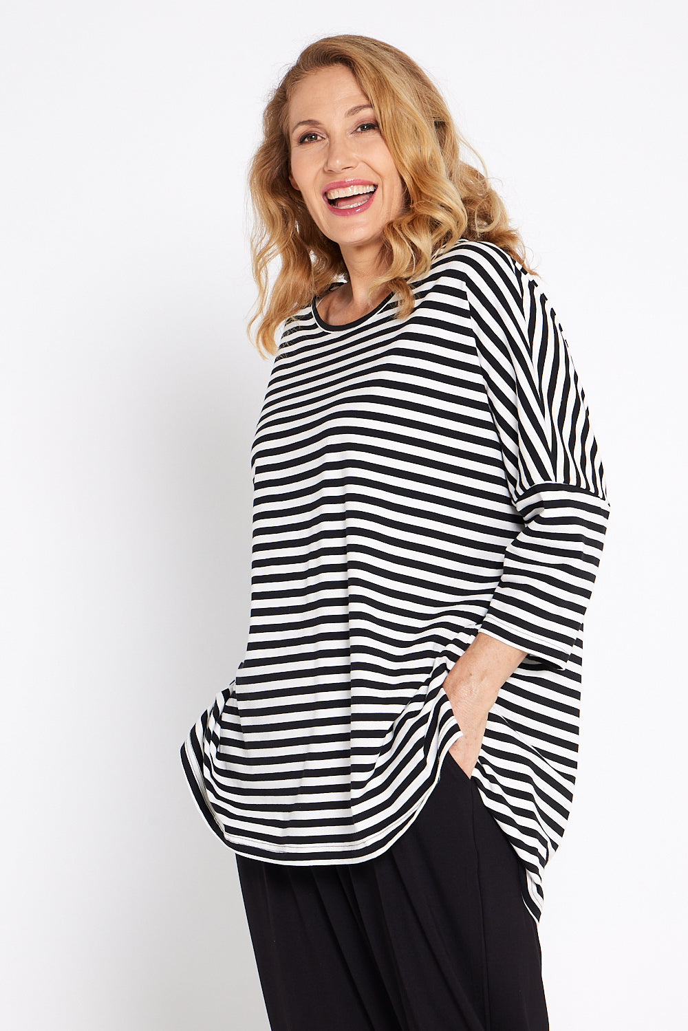 Lulah Top - Black/White Stripe