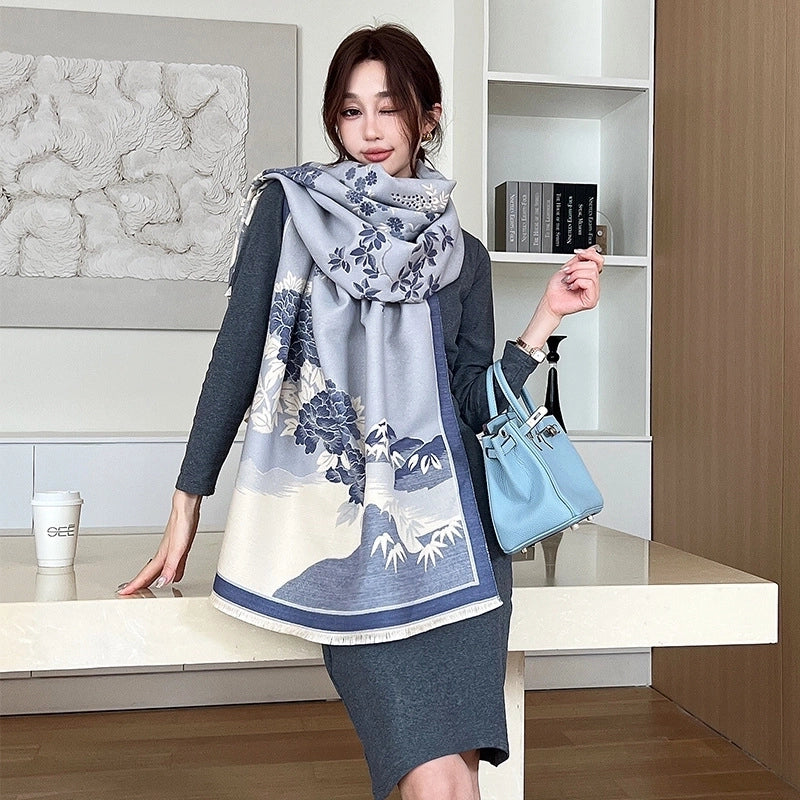 Women's Minimalist Classic Style Flower Polyester Scarf
