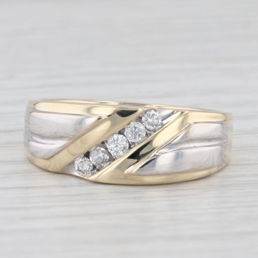 0.20ctw Diamond Men's Ring 10k Yellow Gold Size 10.5 Wedding Band