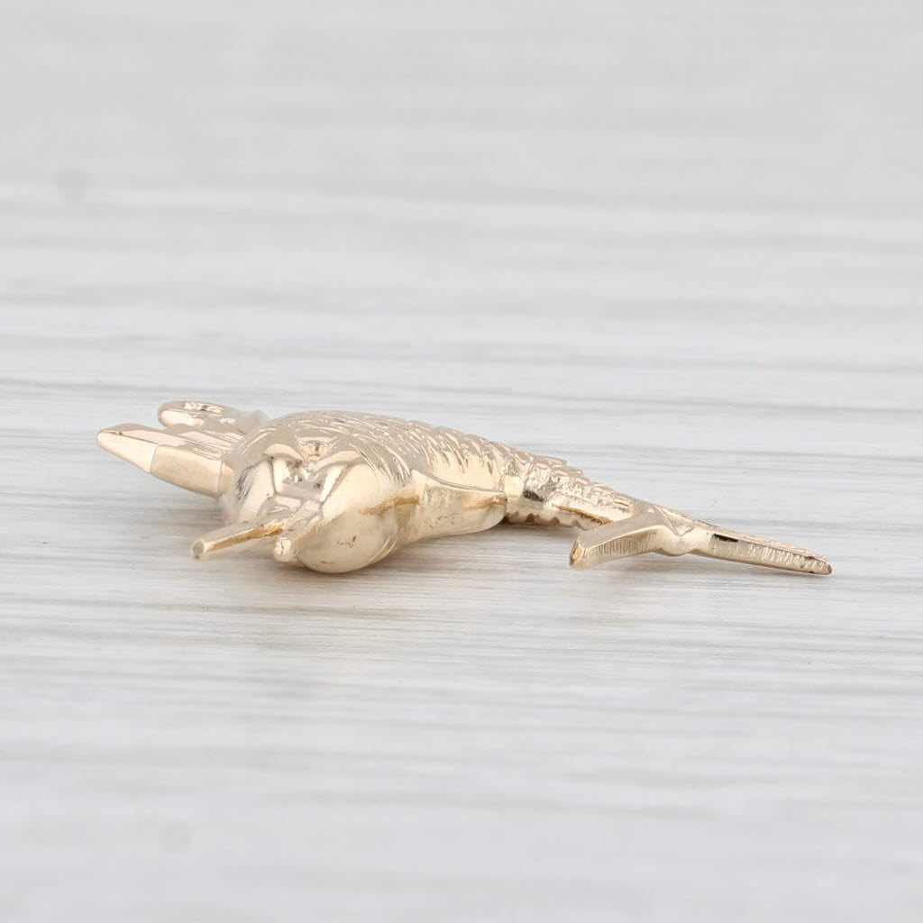 Swordfish Pendant Charm 14k Yellow Gold Fishing Nautical