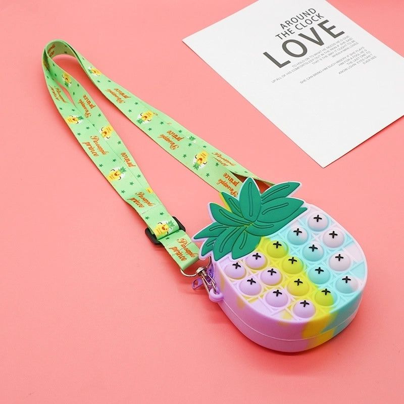 Kid's Medium Silica Gel Fruit Cute Profiled Zipper Crossbody Bag