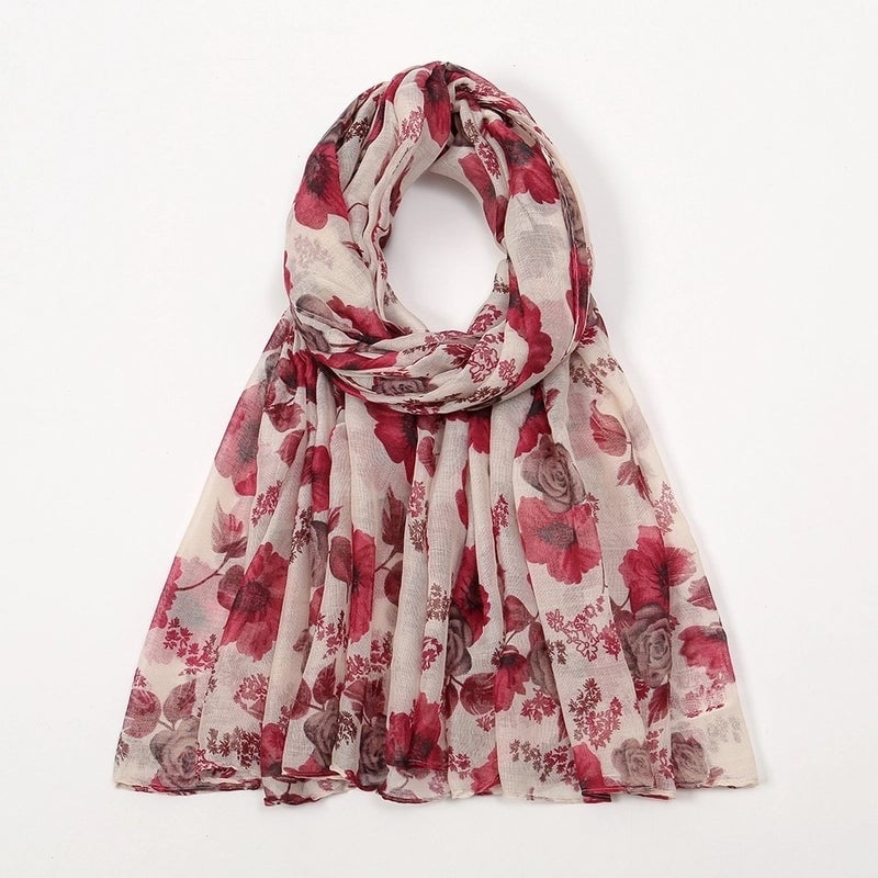 Women's Retro Lady Printing Rose Rayon Polyester Printing And Dyeing Printing Dyeing Scarf Shawl Hijab