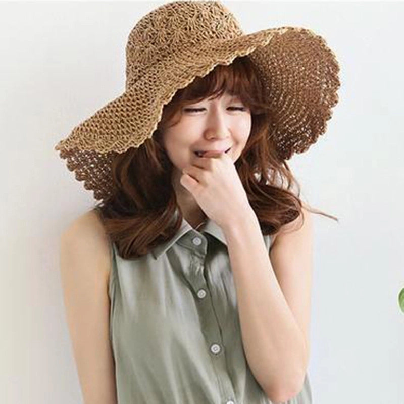 Women's Vacation Solid Color Flat Eaves Straw Hat