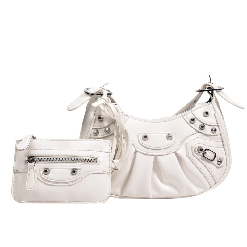 Women's Medium All Seasons Pu Leather Solid Color Fashion Dumpling Shape Zipper Cloud Shape Bag