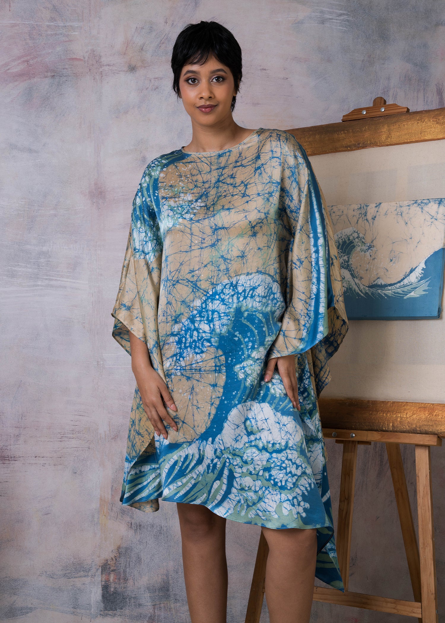 Hokusai The Great Wave Painting inspired kaftan dress