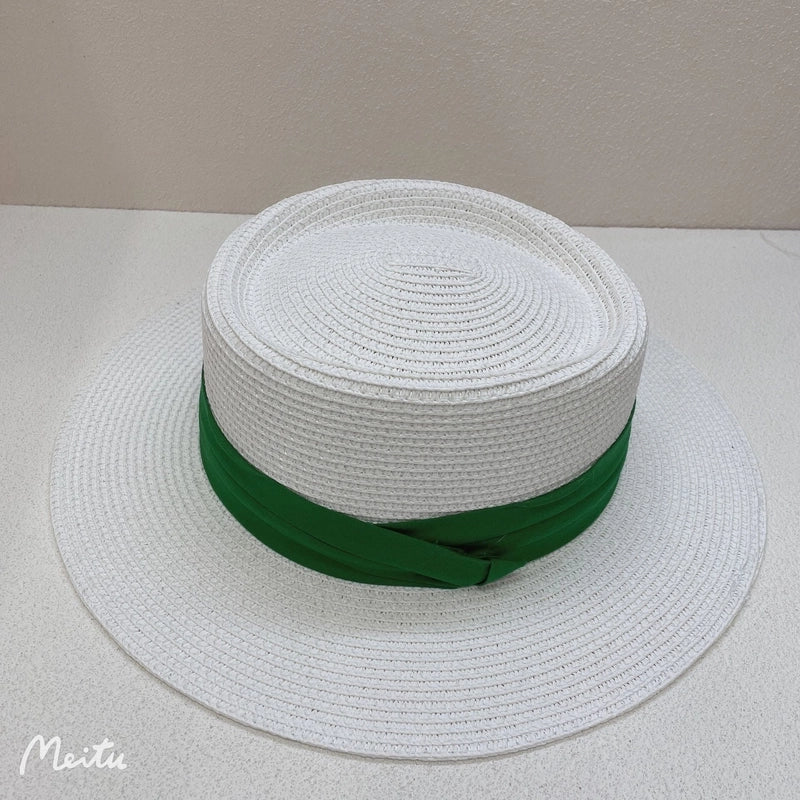 Women's Vacation Solid Color Flat Eaves Straw Hat