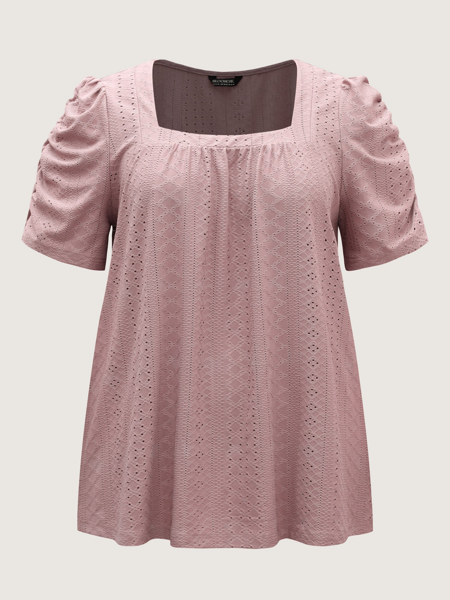 Eyelet Trim Flowy Sleeve Bust-Comfort Top