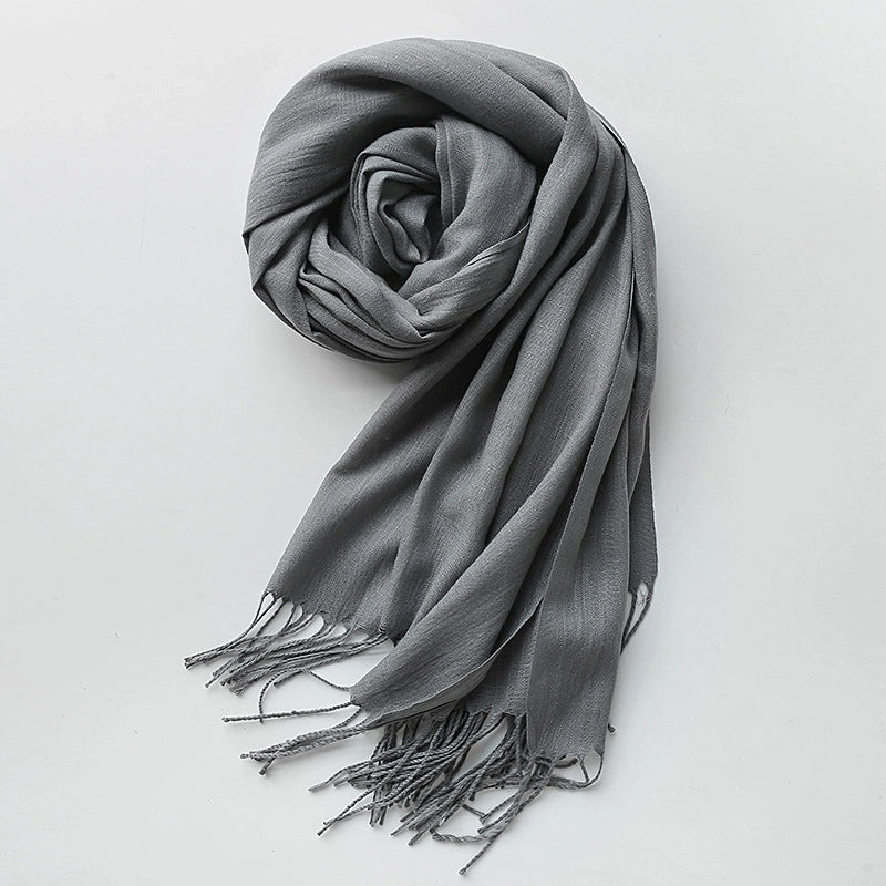Unisex Minimalist Solid Color Polyester Scarf