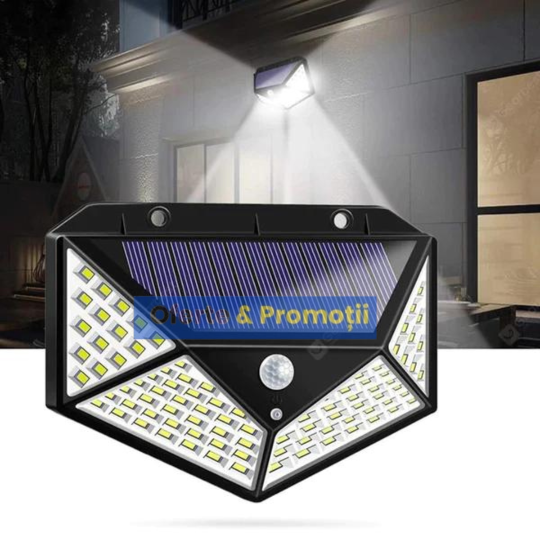 10 Bucăți Lampa Solara 100 Led cu Senzor de miscare SUPER OFERTA