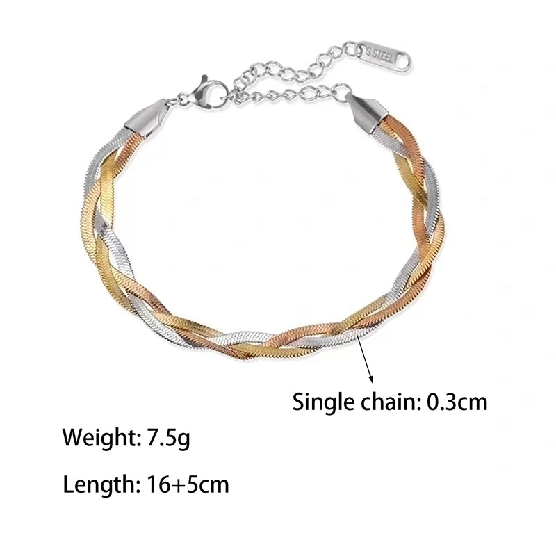 Commute Color Block Titanium Steel Plating 18k Gold Plated Bracelets Necklace