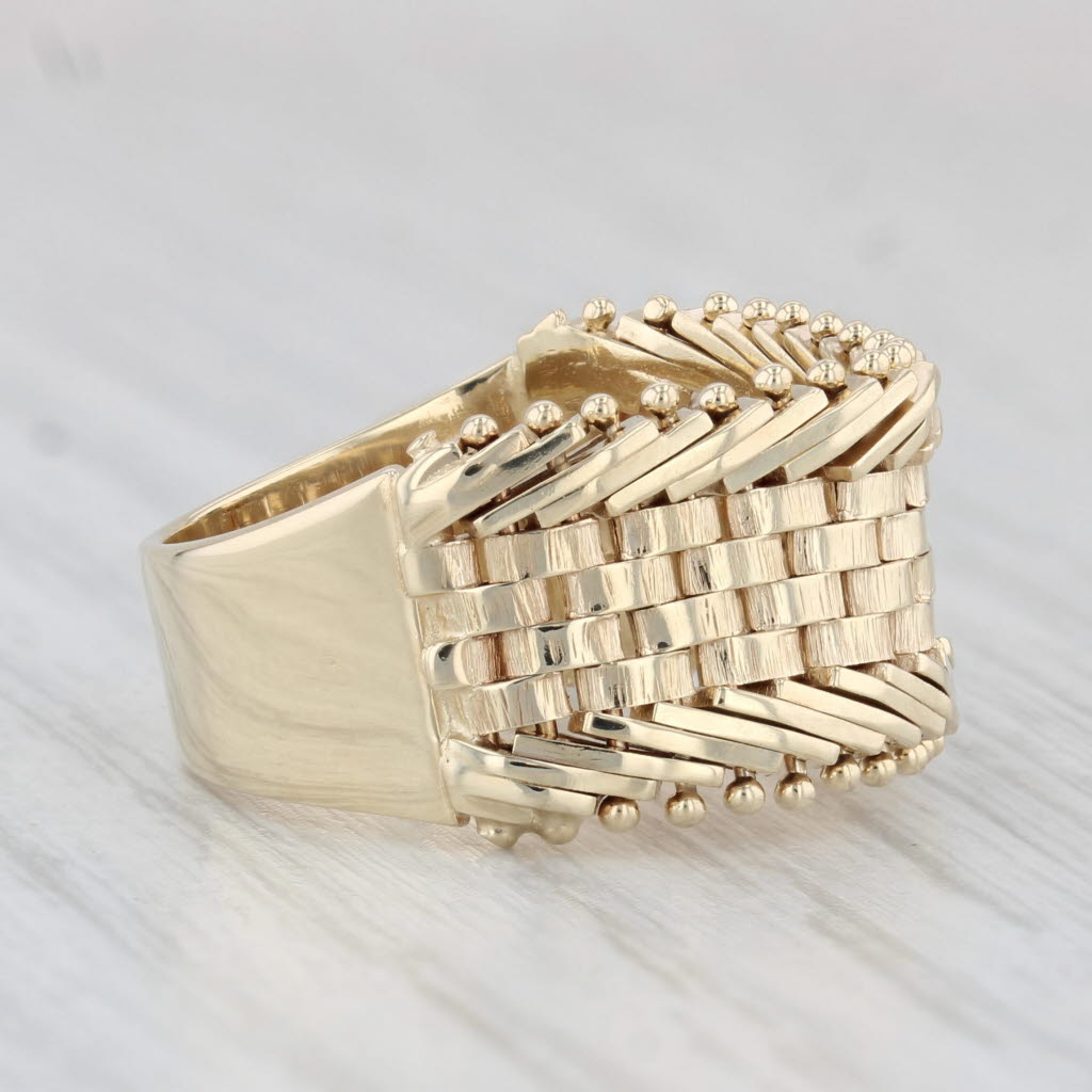 Mesh Chain Ring 14k Yellow Gold Size 8 Band