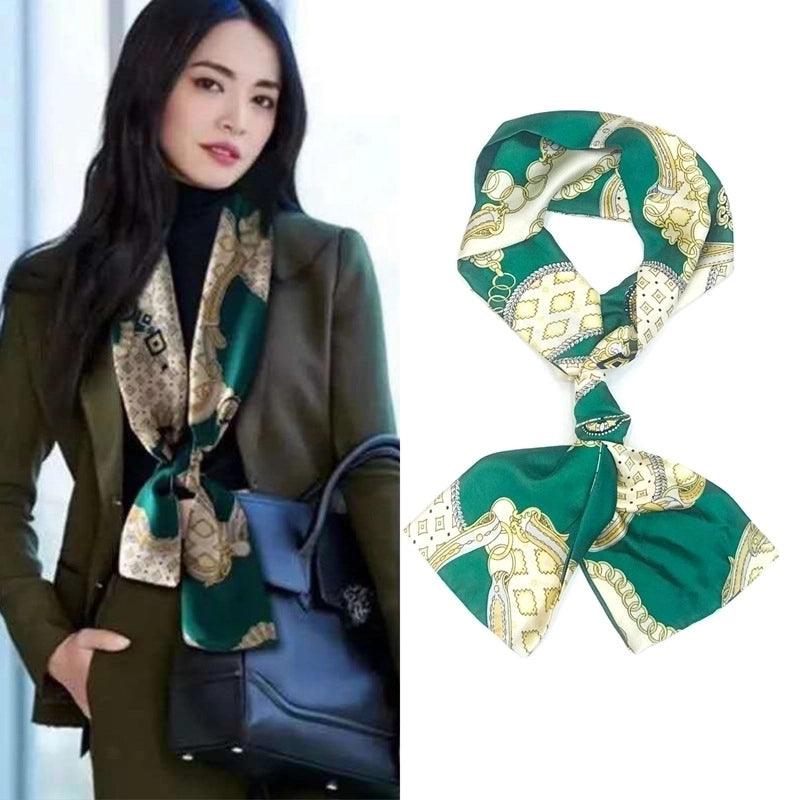 Women's Elegant Minimalist Geometric Chiffon Printing Silk Scarf