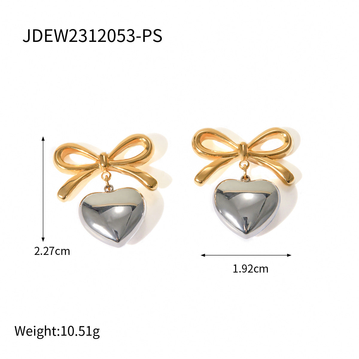 Jie Ding Stainless Steel Valentine'S Day Bow Earrings Zircon Heart Earrings Titanium Steel Earrings