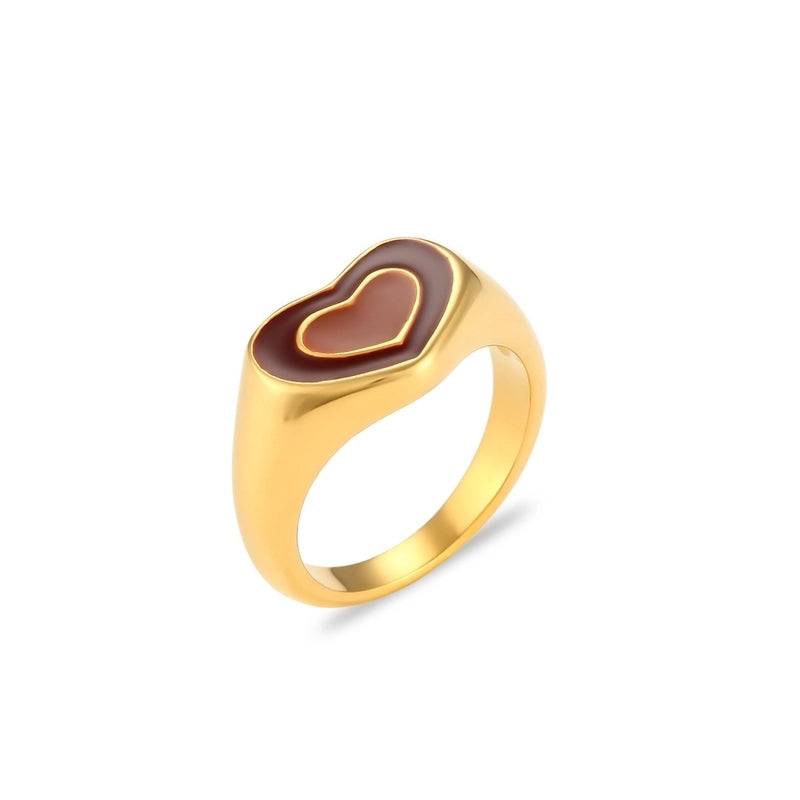 Fashion Heart Shape 304 Stainless Steel 18K Gold Plated Plating Rings