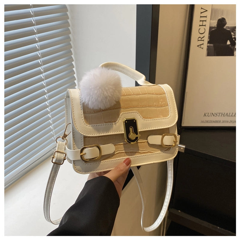 Women's Medium Pu Leather Solid Color Streetwear Square Magnetic Buckle Crossbody Bag