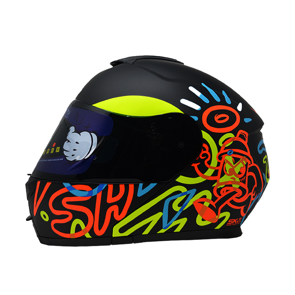 Casco Shaft Abatible 3910 Art Black Naranja