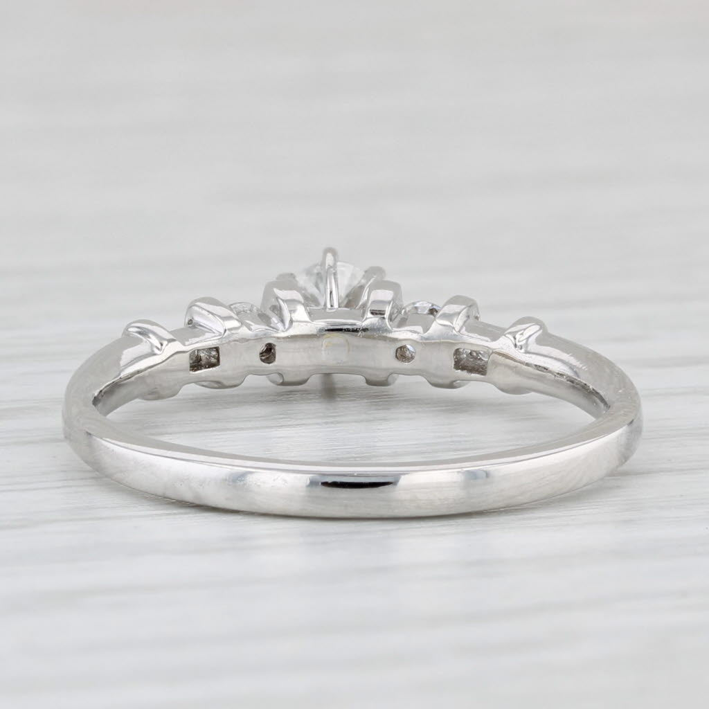 0.38ctw Round Diamond Engagement Ring Platinum Size 8.75 Solitaire w/ Accents