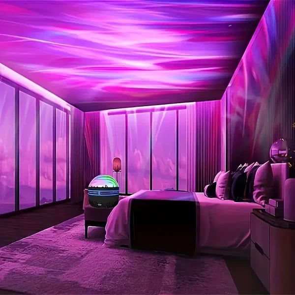 noorderlicht en oceaangolf projector