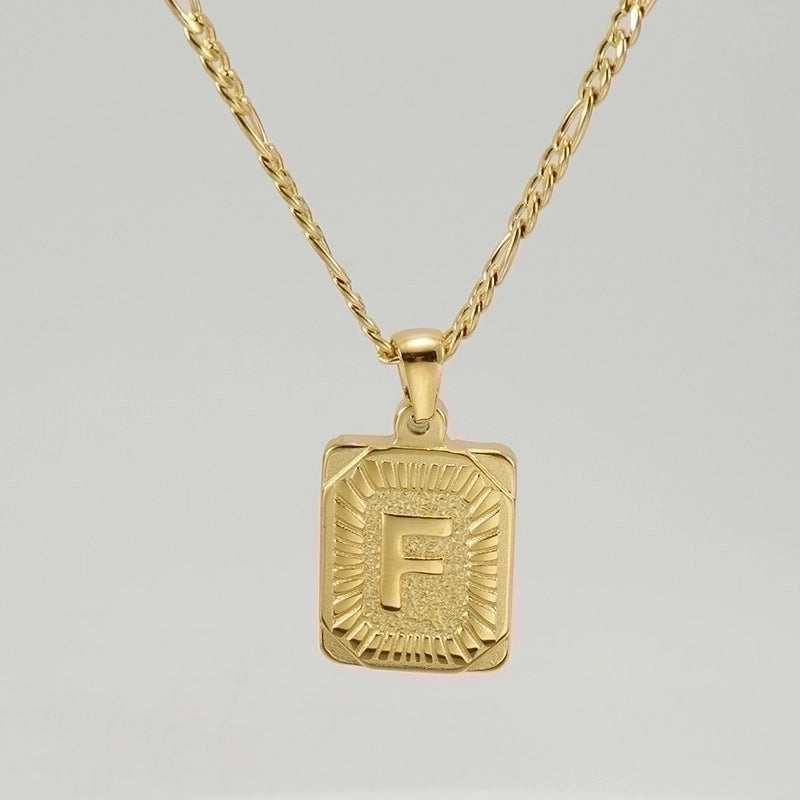 Fashion Letter Rectangle 304 Stainless Steel Titanium Steel 18K Gold Plated Gold Plated Pendant Necklace