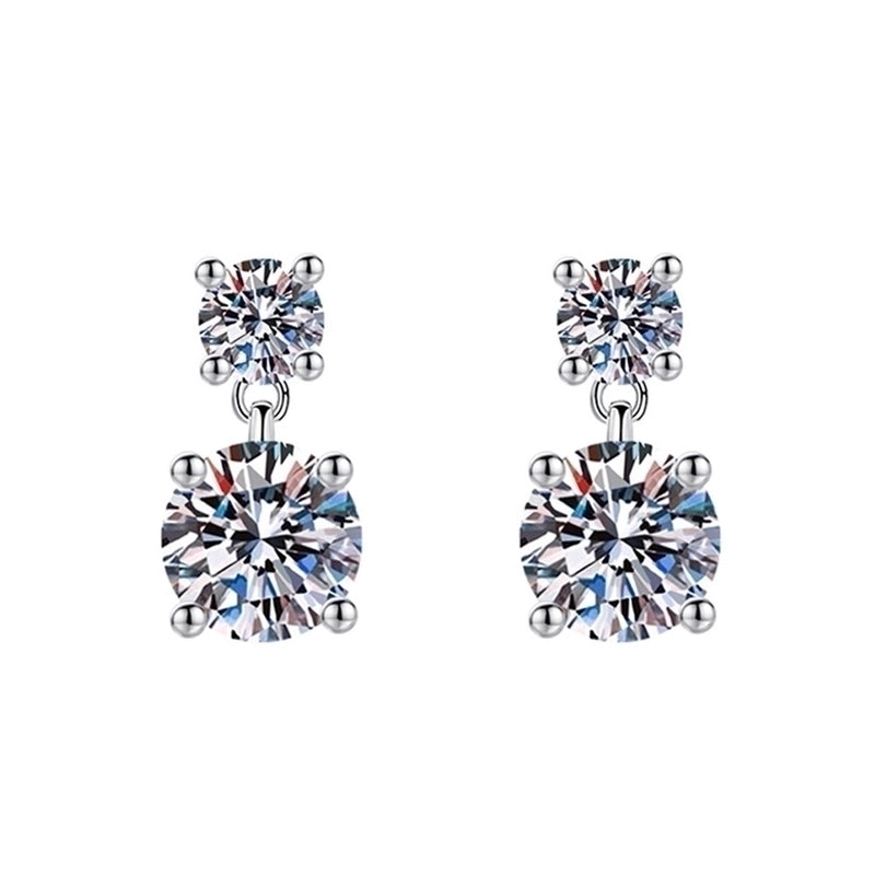 1 Pair Sweet Minimalist Round Heart Shape Bow Knot Plating Inlay Copper Zircon Silver Plated Drop Earrings