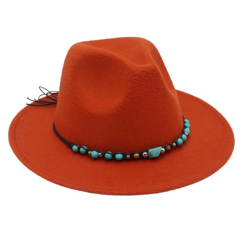 Western Cowboy Hat Big Brim Mountaineering Hat Spring And Summer New Emerald Felt Hat Ethnic Tibetan Hat