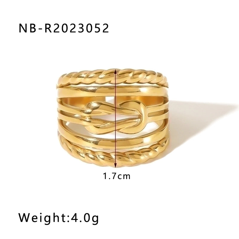 2 Pieces Stainless Steel 18K Gold Plated IG Style Basic Minimalist Plating Tree Symbol Lingge Open Rings