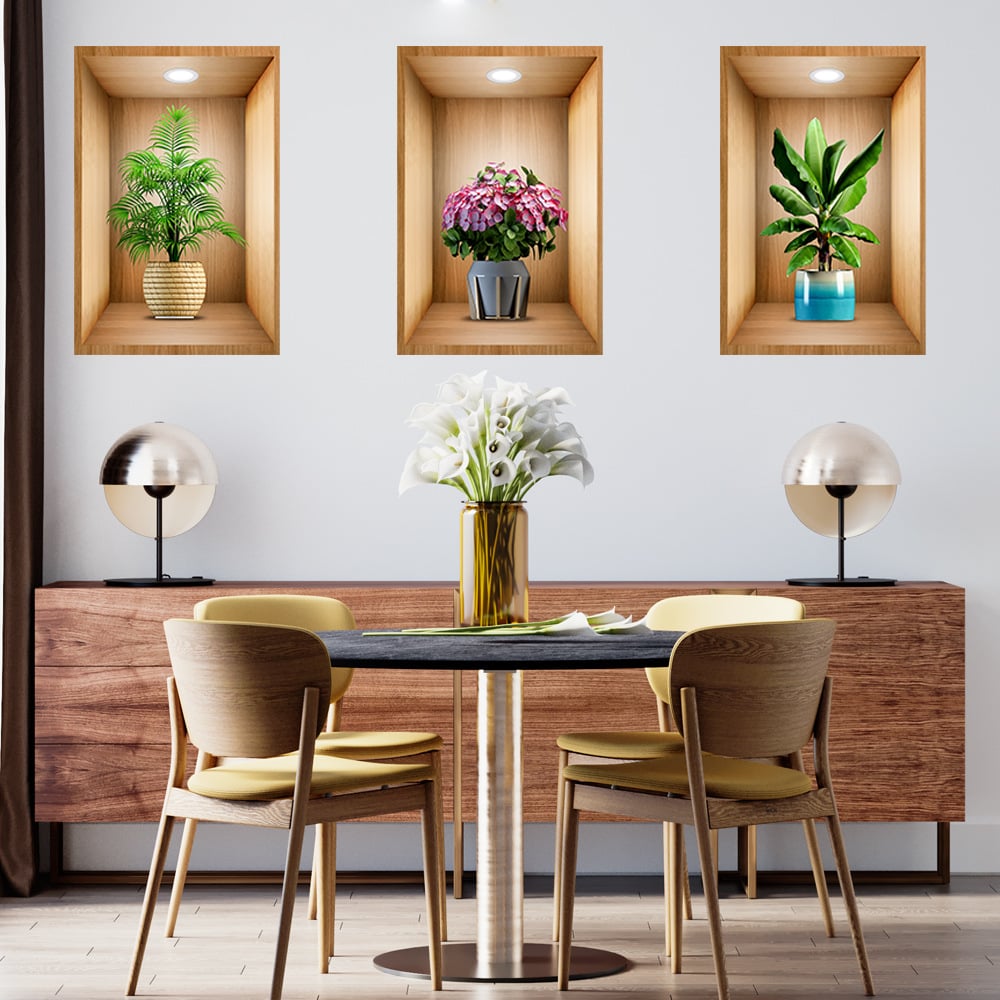 3D Flowers Vase Wall Sticker
