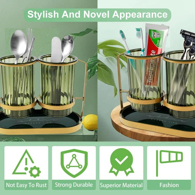 Chopstick Storage Holder Multifunctional Cutlery Drain Rack Luxury. makeup brush storage holder. toothbrush holder. Toothpaste holder. Dinnerware Rack Kitchen Tableware Spoon Forks Organizer Box