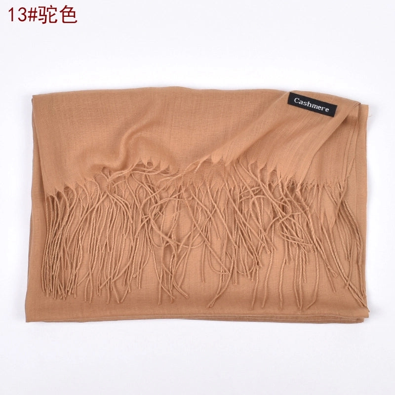 Women's Fashion Tassel Solid Color Imitation Cashmere Winter Scarves