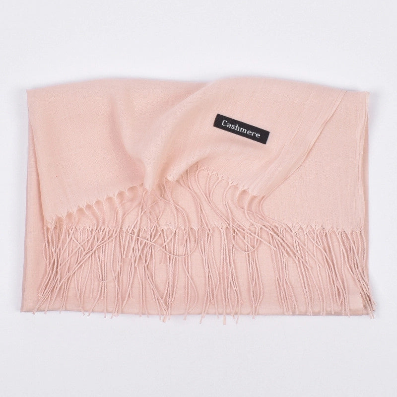 Women's Fashion Tassel Solid Color Imitation Cashmere Winter Scarves