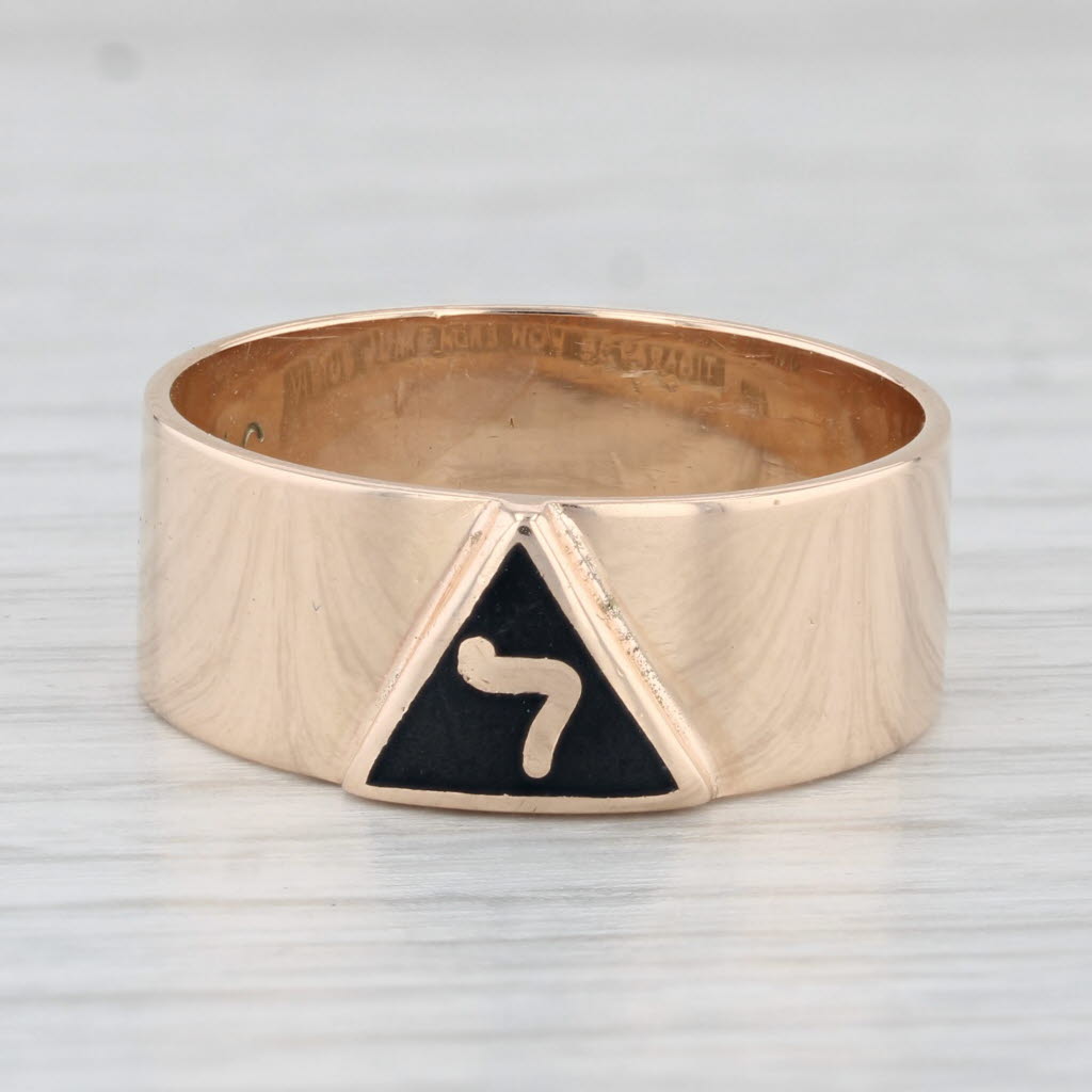 Masonic 14th Degree Scottish Rite Yod Ring 10k Rose Gold Size 9.5 Signet