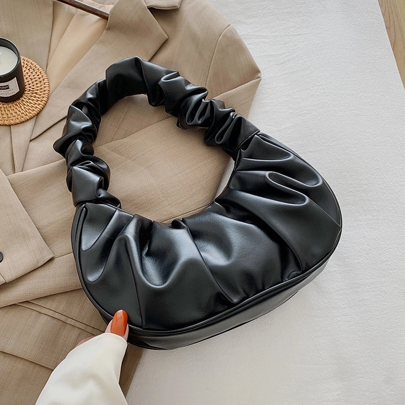 Solid Color Cloud Fold Single Shoulder Bag
