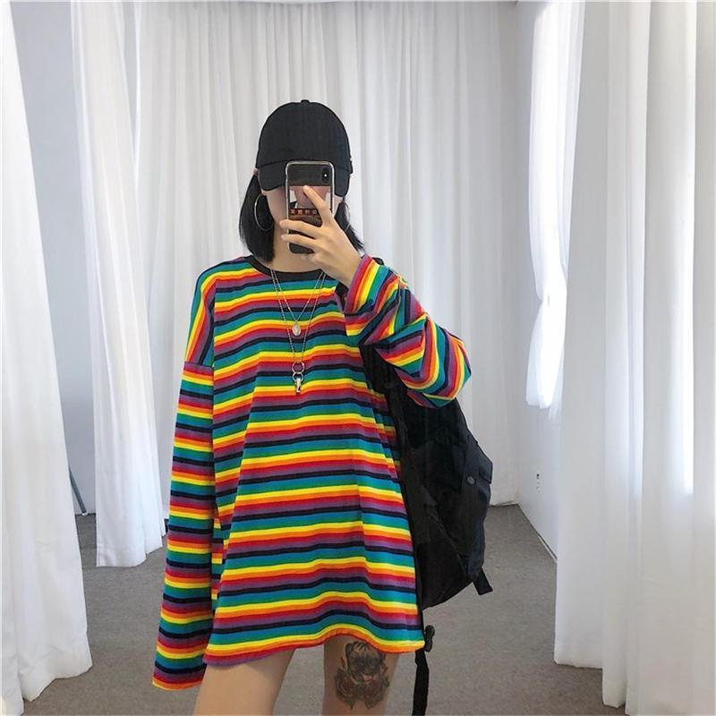 Rainbow Striped Long Sleeve Shirt