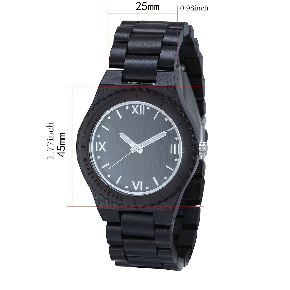 Casual Simple Black Sandalwood Set Men's Quartz Watch