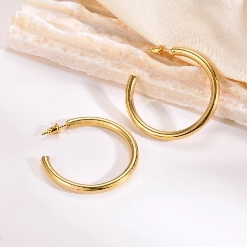 1 Pair Minimalist Solid Color 304 Stainless Steel Gold Plated Stainless Steel Earrings