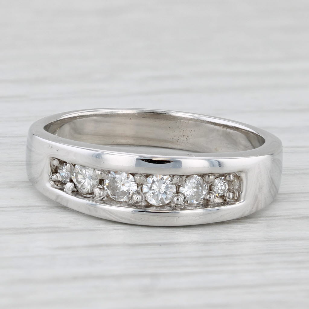 0.40ctw Diamond Men's Wedding Band 14k White Gold Size 10-10.25 Ring AS IS