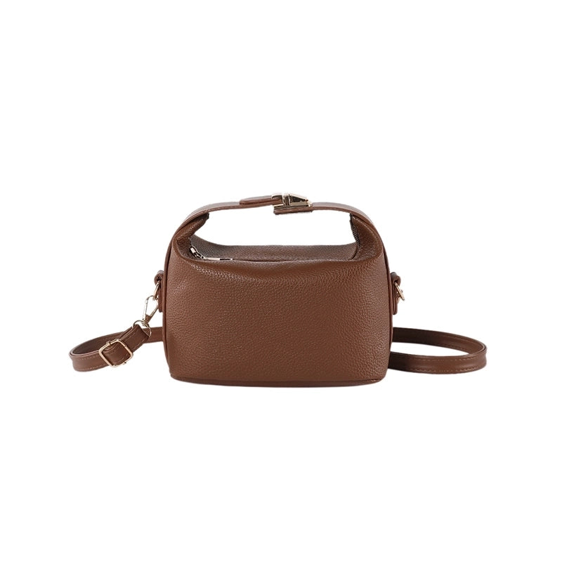 Women's Pu Leather Solid Color Basic Square Zipper Shoulder Bag Handbag Crossbody Bag
