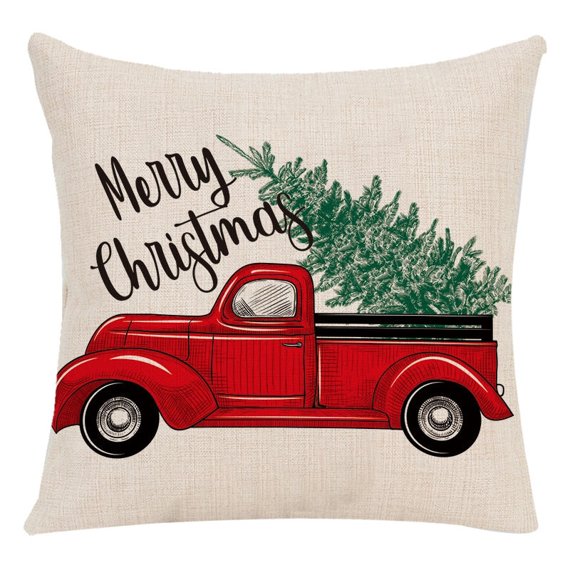 Cute Letter Snowman Elk Chemical Fiber Pillow Cases