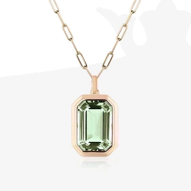 Square 304 Stainless Steel Zircon Plating Inlay Stainless Steel Necklaces