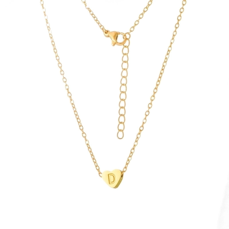 Stainless Steel Titanium Steel 18K Gold Plated Minimalist Letter Heart Shape None Pendant Necklace