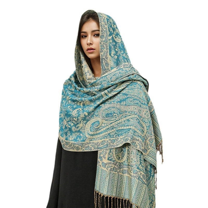 Women's Elegant Geometric Cotton Acrylic Shawl