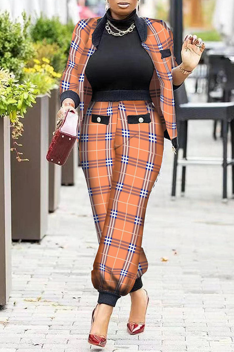 Fashion Casual Print Patchwork Long Sleeve Two Pieces