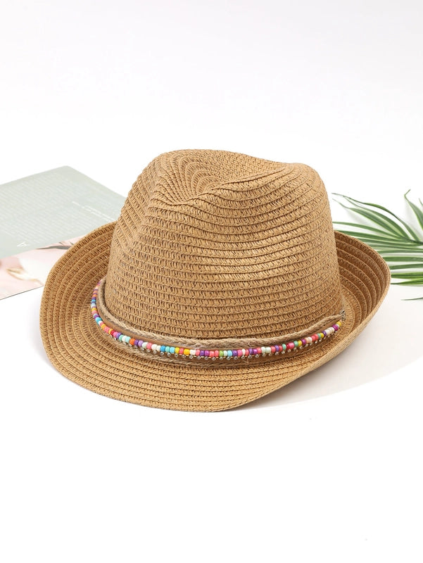 Women's Vacation Classic Style Geometric Curved Eaves Sun Hat Straw Hat