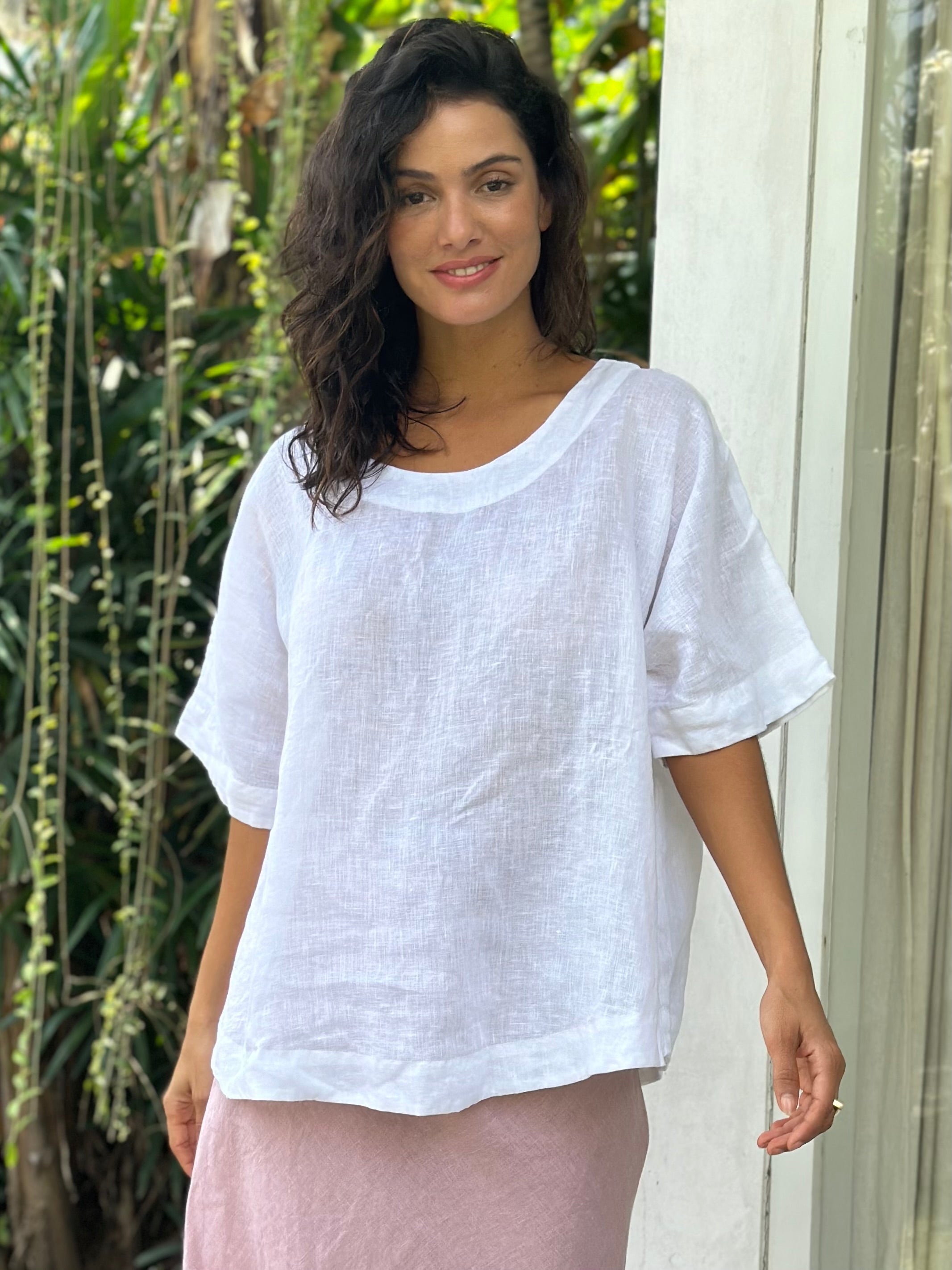 mia top - white linen