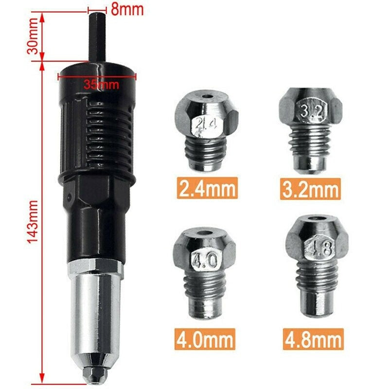 4pcs Professional Electric Rivet Gun Adapter Kit