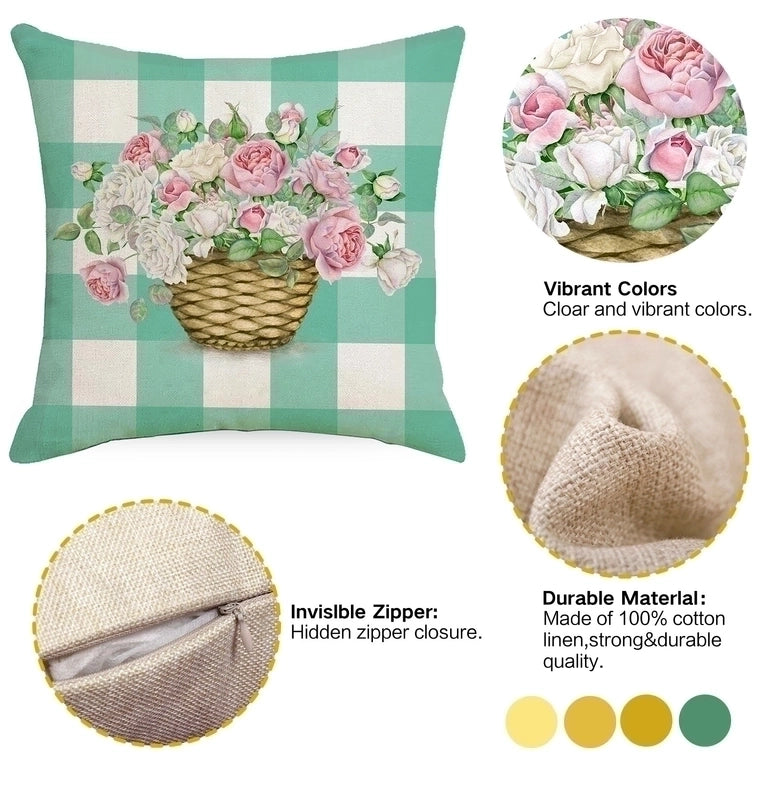 Pastoral Plant Flower Linen Pillow Cases